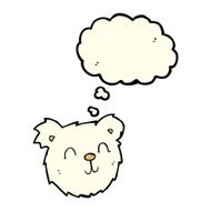 cartoon happy polar bear face with thought bubble N3