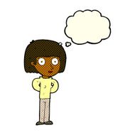 cartoon staring woman with thought bubble N29