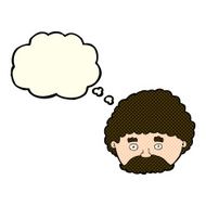 cartoon man with mustache thought bubble N48