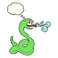 cartoon hissing snake with thought bubble N8