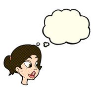 cartoon friendly woman with thought bubble N38
