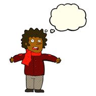 cartoon surprised man with thought bubble N78