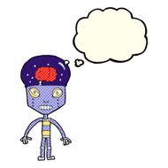 cartoon weird robot with thought bubble N6