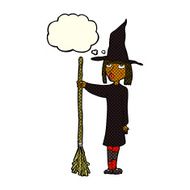 cartoon witch with thought bubble N5