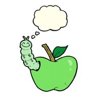 cartoon apple with bug thought bubble N13