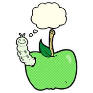 cartoon apple with bug thought bubble N14