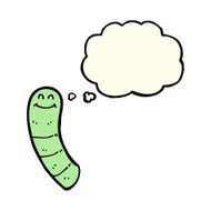 cartoon worm with thought bubble N4