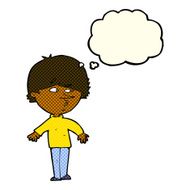 cartoon suspicious man looking over shoulder with thought bubble N6