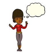 cartoon cool girl with thought bubble N16