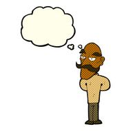 cartoon old man with mustache thought bubble N18