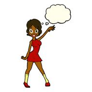 cartoon party girl with thought bubble N5