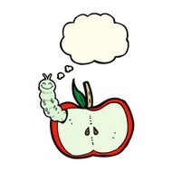 cartoon apple with bug thought bubble N15