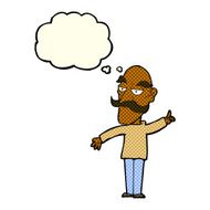 cartoon old man telling story with thought bubble N6