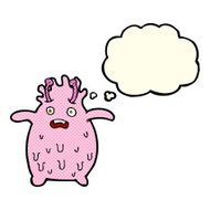 cartoon funny slime monster with thought bubble N8