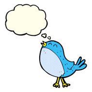 cartoon singing bird with thought bubble N6