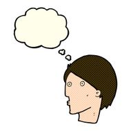 cartoon surprised face with thought bubble N11