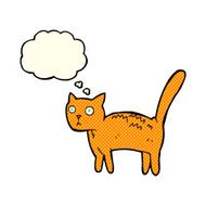 cartoon frightened cat with thought bubble N15