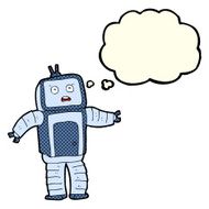 cartoon funny robot with thought bubble N41