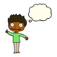 cartoon happy boy with thought bubble N135
