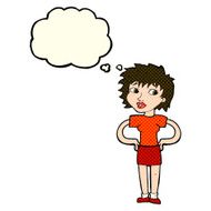 cartoon woman with hands on hips thought bubble N129