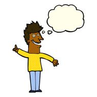 cartoon happy man with thought bubble N268