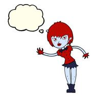 cartoon vampire girl welcoming with thought bubble N5