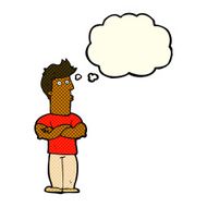 cartoon man with folded arms thought bubble N18
