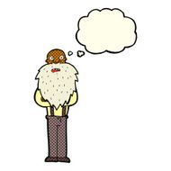 cartoon bearded old man with thought bubble N21