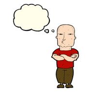 cartoon tough guy with thought bubble N5