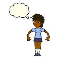 cartoon curious woman with thought bubble N29