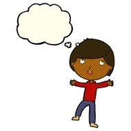 cartoon happy boy with thought bubble N136