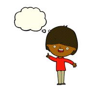 cartoon happy boy with thought bubble N137