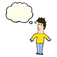 cartoon worried man with thought bubble N53