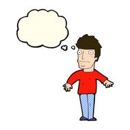 cartoon worried man with thought bubble N54