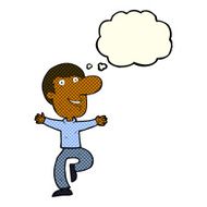 cartoon happy man with thought bubble N271