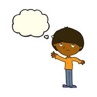 cartoon happy boy with thought bubble N138