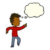 cartoon man pointing with thought bubble N110