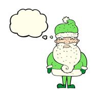 cartoon grumpy santa claus with thought bubble N3