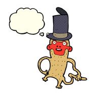 cartoon monkey wearing top hat with thought bubble N3