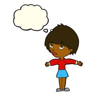 cartoon woman with open arms thought bubble N60