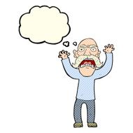 cartoon angry old man with thought bubble N81