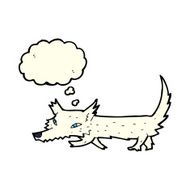 cartoon little wolf with thought bubble N8