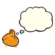cartoon bird with thought bubble N162