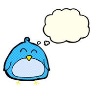 funny cartoon bird with thought bubble N77