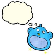 cartoon fat bird with thought bubble N22