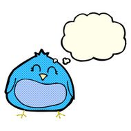 cartoon fat bird with thought bubble N23