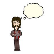cartoon long mustache man with folded arms thought bubble N5