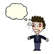 cartoon staring man with thought bubble N10