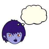 cartoon vampire girl face with thought bubble N6