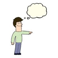 cartoon man pointing with thought bubble N111